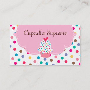 Cupkaka Bakery Polka dots Rosa Heart Visitkort