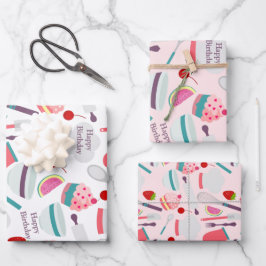 Cupkaka Baking Mönster Rosa Lila