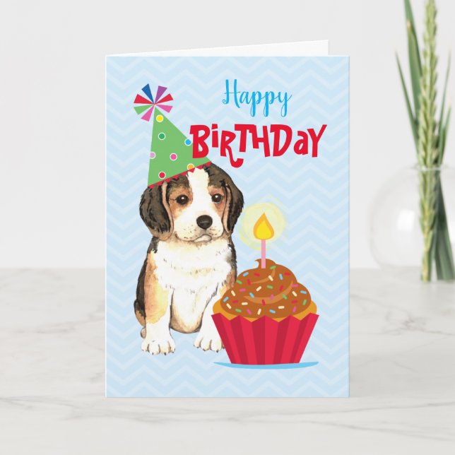 Cupkaka Beagle från födelsedagen Kort (Framsida)