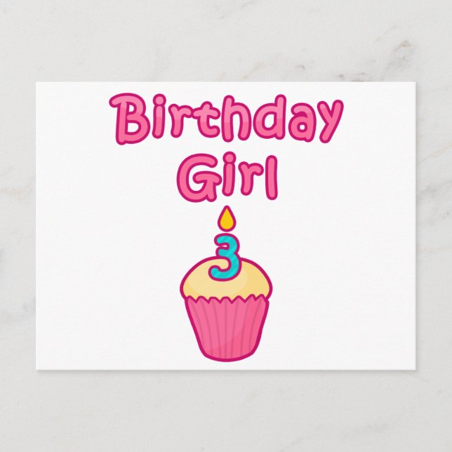 Cupkaka Birthday Girl 3 Vykort (Framsida)