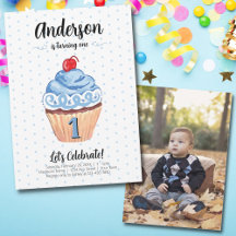 Cupkaka Blue Boy Photo 1:a födelsedag Party