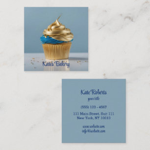 Cupkaka Blue Guld Baker Bakery Chef Catering Fyrkantigt Visitkort