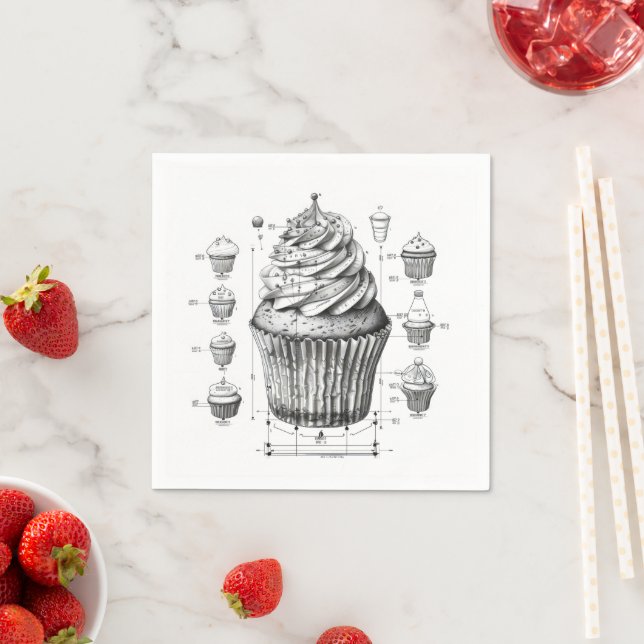 Cupkaka Blueprint Monochromatic Pappersservett (Insitu)