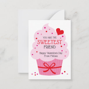 Cupkaka Classroom Valentine Cards för barn Anteckningskort