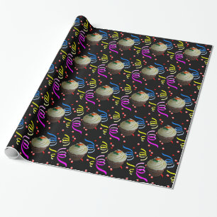 Cupkaka Confetti Firande Black Födelsedagsfest Presentpapper