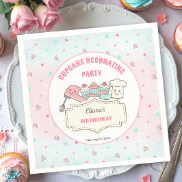 Cupkaka Dekorerar Party Cute Baking Girl Birthday Pappersservett