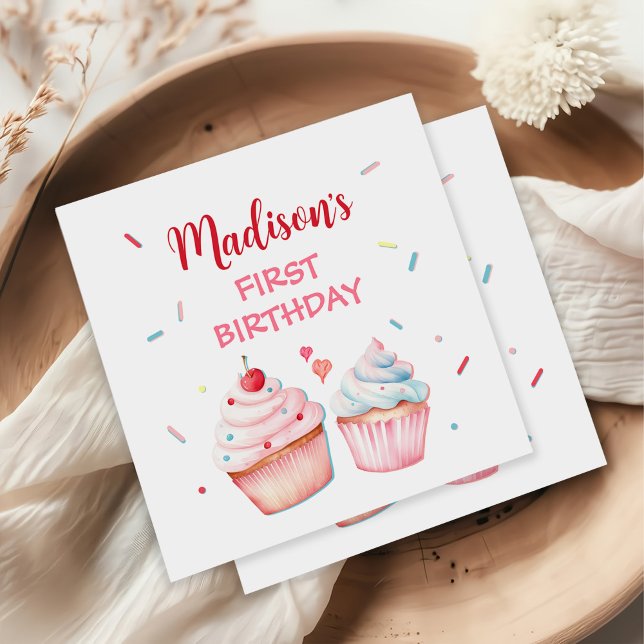 Cupkaka Dekorerar Party Cute Baking Girl Birthday Pappersservett (Skapare uppladdad)