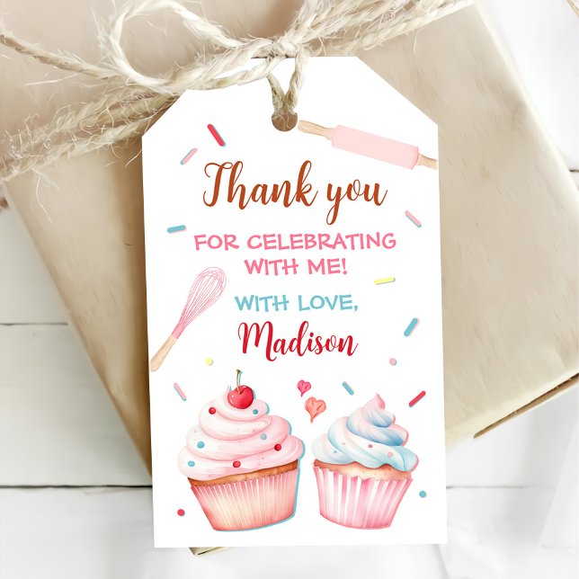 Cupkaka Dekorerar Party Cute Baking Girl Birthday Presentetikett (Skapare uppladdad)
