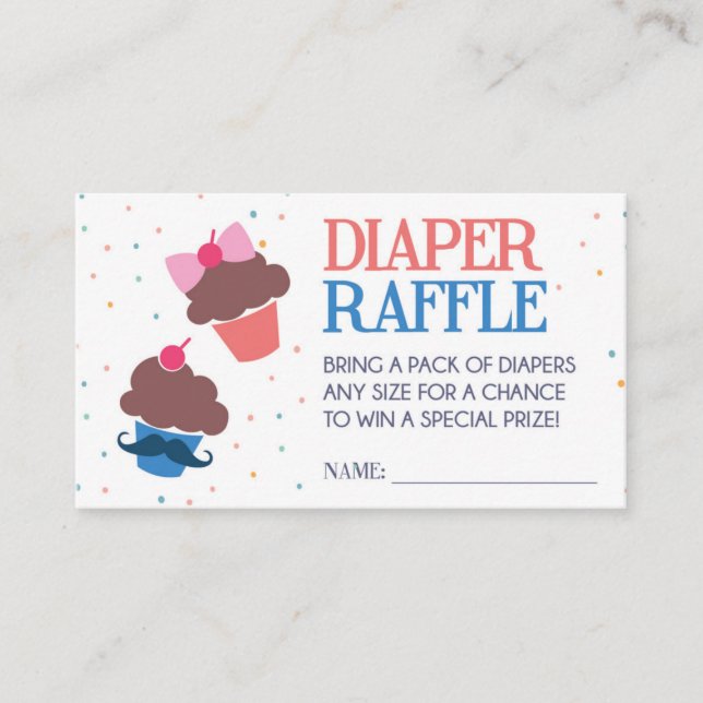 Cupkaka eller Stud Muffin Diaper Raffle Biljett Tilläggskort (Framsida)