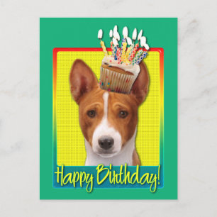 Cupkaka från födelsedagen - Basenji Vykort