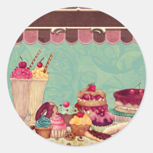 Cupkaka & Ice Cream Patisserie Runt Klistermärke