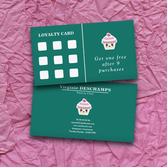 Cupkaka Kawaii Loyalty Card Visitkort (Cupcake Kawaii Loyalty Card)