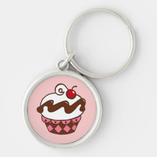 Cupkaka Keychain Rund Silverfärgad Nyckelring