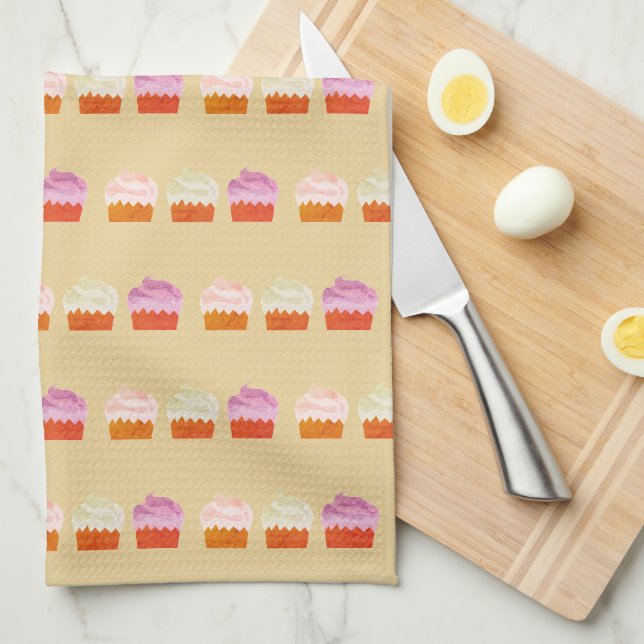 Cupkaka Mönster Colorful Illustration Baker Kökshandduk (Vikt i Fjärdedel)