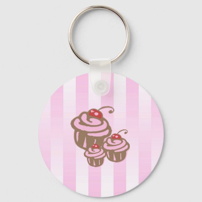 Cupkaka och Rosa Candy Rand Nyckelring (Framsida)