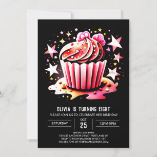 Cupkaka Pastel Elegance Muffin Girl Birthday Inbjudningar