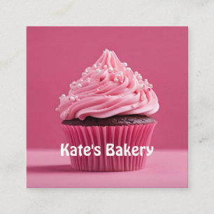 Cupkaka Pastel Rosa Bakery Pastry Chef Catering Fyrkantigt Visitkort