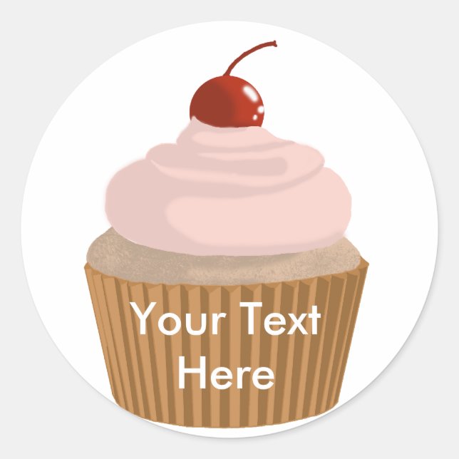 Cupkaka-Rosa och Brown Runt Klistermärke (Framsida)