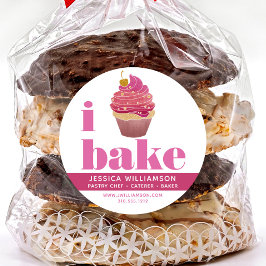 Cupkaka Rosa Red Guld Pastry Chef Bake Bold Type Runt Klistermärke
