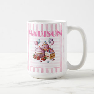 Cupkaka, söt Birthday-flicka, Watercolor Mugg