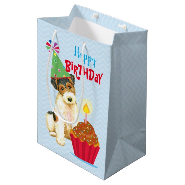 Cupkaka Wire Fox Terrier från födelsedagen (Framsidan Vinklad)