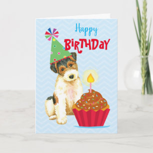 Cupkaka Wire Fox Terrier från födelsedagen Kort
