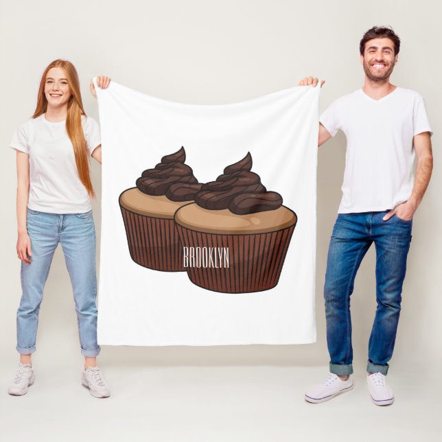 Cupkakaoillustration tecknad fleecefilt (På plats)