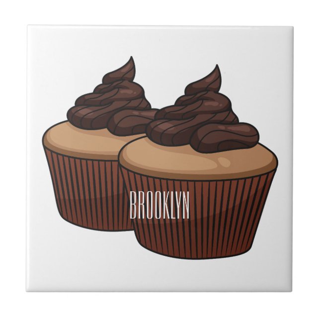 Cupkakaoillustration tecknad kakelplatta (Framsidan)