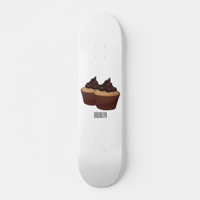 Cupkakaoillustration tecknad mini skateboard bräda 18,5 cm (Framsida)