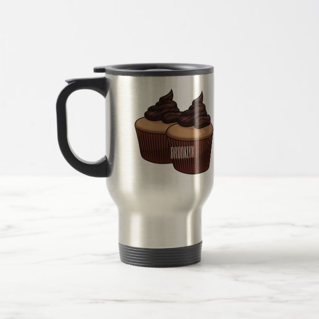 Cupkakaoillustration tecknad resemugg (Vänster)