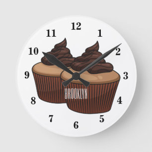 Cupkakaoillustration tecknad rund klocka