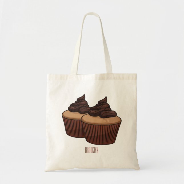 Cupkakaoillustration tecknad tygkasse (Framsidan)