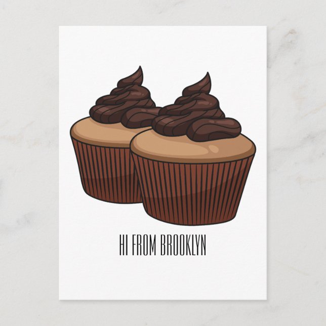 Cupkakaoillustration tecknad vykort (Framsida)