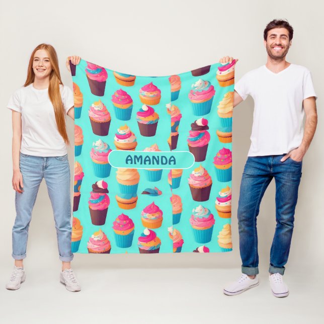 Cupkakor Geometric Colorful Personlig Mönster Fleecefilt (På plats)
