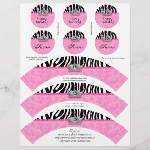 Cupkakor Wrappers Princess Krona Zebra w/ Toppers