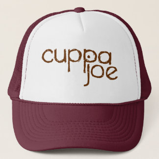 cuppajoe logotyp i brunt - truckerkeps