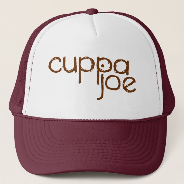 cuppajoe logotyp i brunt - truckerkeps (Framsida)