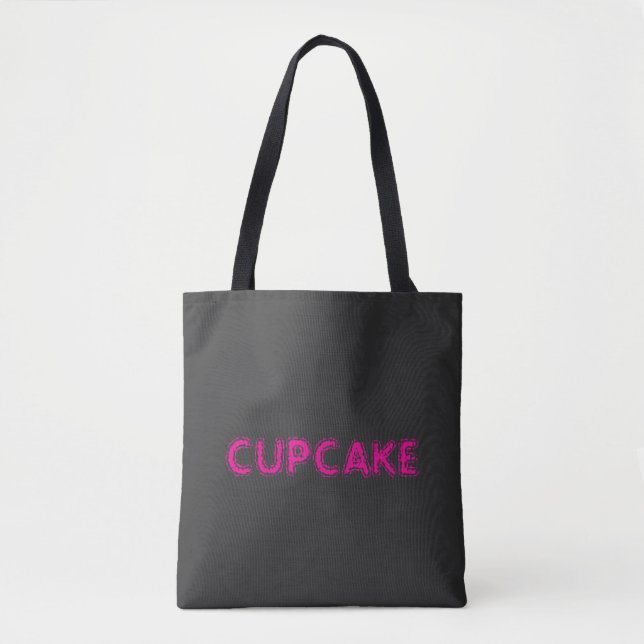 Cuppaka Rosa Text Anpassad Svart  Tygkasse (Framsida)