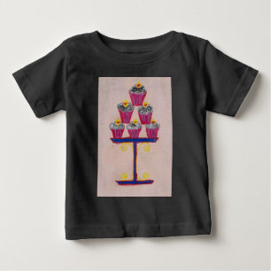 Cuptårta Art Skriv ut med bakgrund av körsbär och Tee Shirt