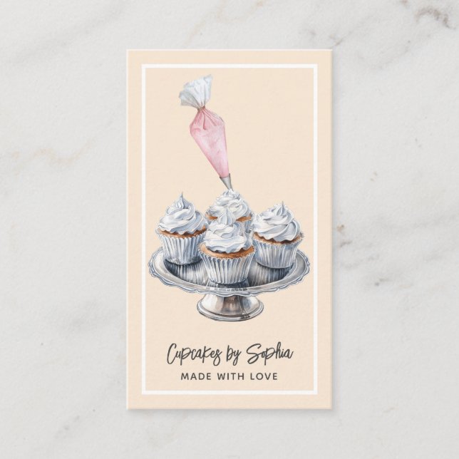 Cuptårta Baker Bakery Pastry Chef Catering Busines Visitkort (Framsida)