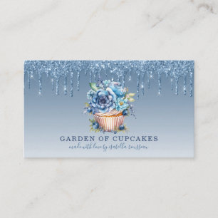 Cuptårta Baker Blommigt Cuptårta Blue Glitter Driv Visitkort