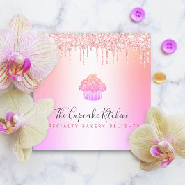 Cuptårta Bakery Chef Rosa Rainbow Ro Glitter Drift Fyrkantigt Visitkort