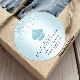 Cuptårta Bakery Chef Turcos Glitter Dricks Chic Runt Klistermärke