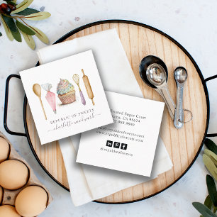 Cuptårta Bakery Pastry Chef Bakers Utensils Fyrkantigt Visitkort