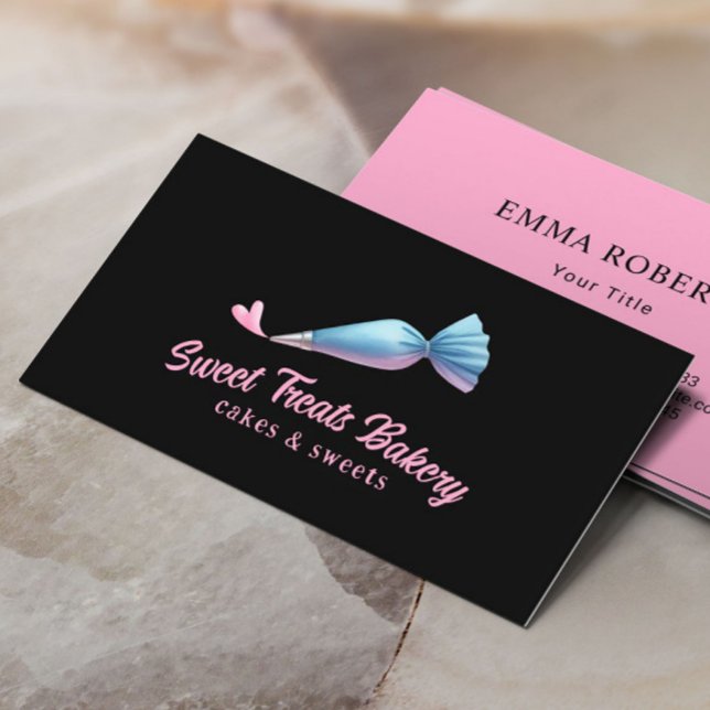 Cuptårta Bakery Pastry Chef Cute Piping Bag & Hear Visitkort (Skapare uppladdad)