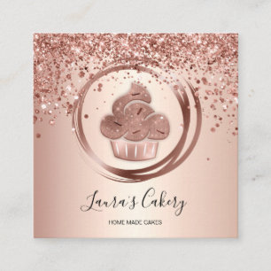 Cuptårta Bakery Pastry Chef Glitter Drives Ro Guld Fyrkantigt Visitkort
