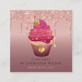 Cuptårta Bakery Pastry Chef Glitter Drives Ro Guld Fyrkantigt Visitkort