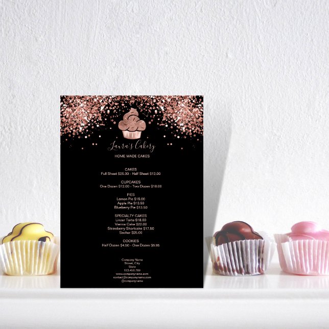 Cuptårta Bakery Pastry Chef Glitter Drives Ro Guld Meny (Skapare uppladdad)