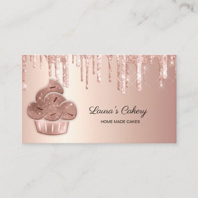 Cuptårta Bakery Pastry Chef Glitter Drives Ro Guld Visitkort (Framsida)