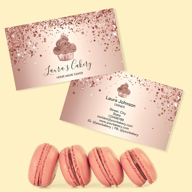 Cuptårta Bakery Pastry Chef Glitter Drives Ro Guld Visitkort (Skapare uppladdad)